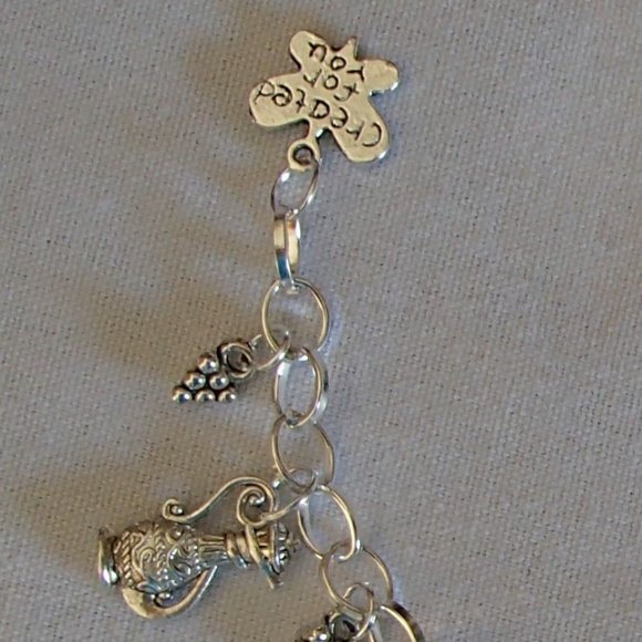 Wine Tasting Theme Charm Bracelet Handcrafted + Oraganza Roses Gift Bag - Picture 6 of 7
